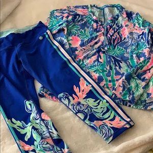 2 pc Capri leggins & matching nylon sweatshirt
